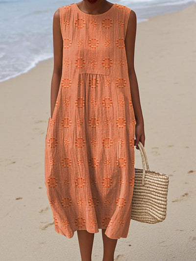 Aikaterini™ | Elegant Sleeveless Cotton Dress with Pockets