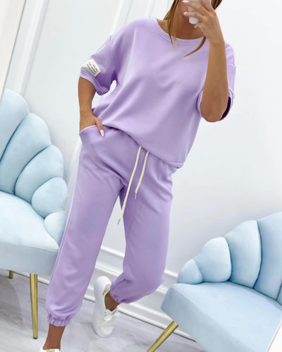 Faya™ | Casual Set with Solid Top & Pants