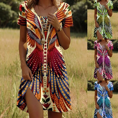 Tessalie™ | Summer Dress with Artistic Print