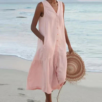 Naya™ | Sleeveless Elegant Shirt Dress with V-Neck