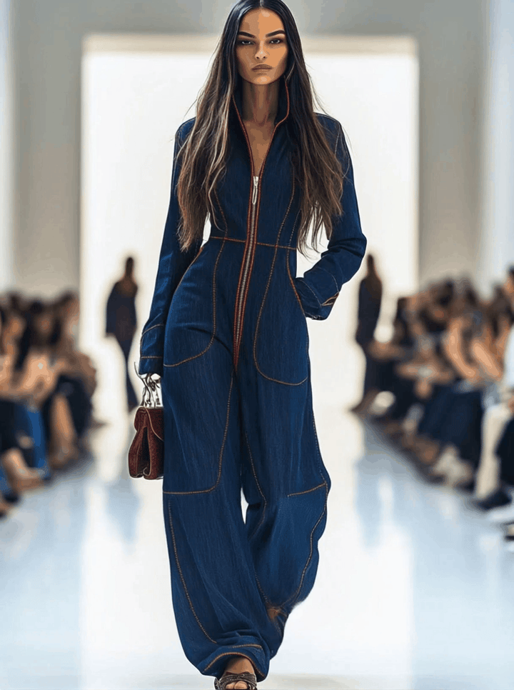 Urbanza™ | Casual Loose Retro Long Sleeve Jumpsuit