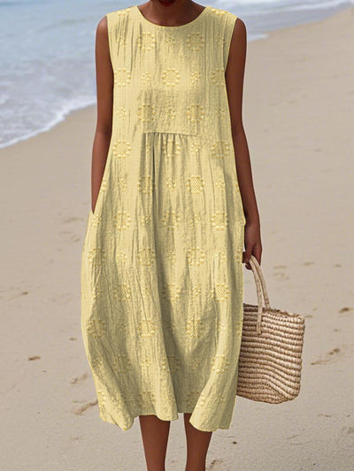 Aikaterini™ | Elegant Sleeveless Cotton Dress with Pockets