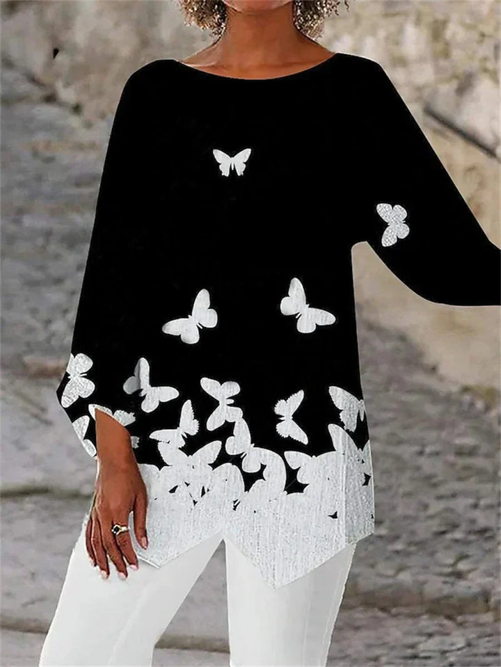 Sienna Rose™ | Printed Long-Sleeve Crew Neck Shirt