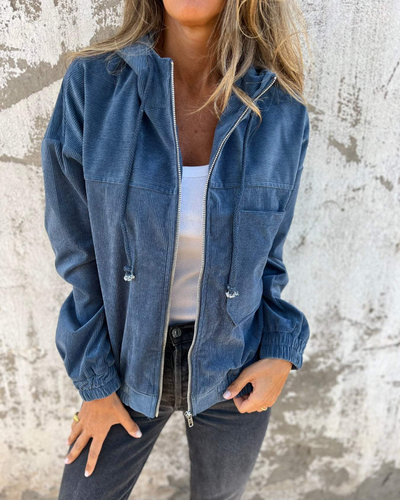 Ella™ | Corduroy Zip-Up Hooded Jacket