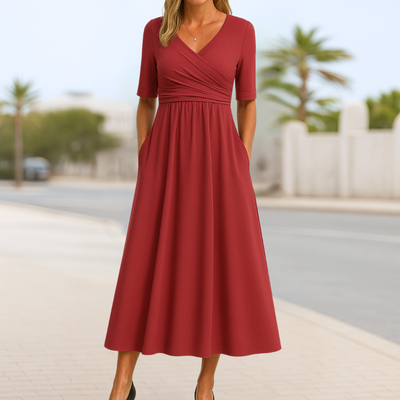 Monique™ | Short Sleeve Crossed Dress