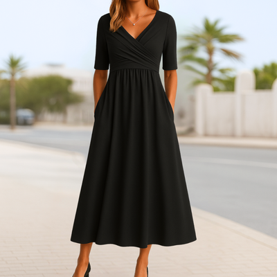 Monique™ | Short Sleeve Crossed Dress