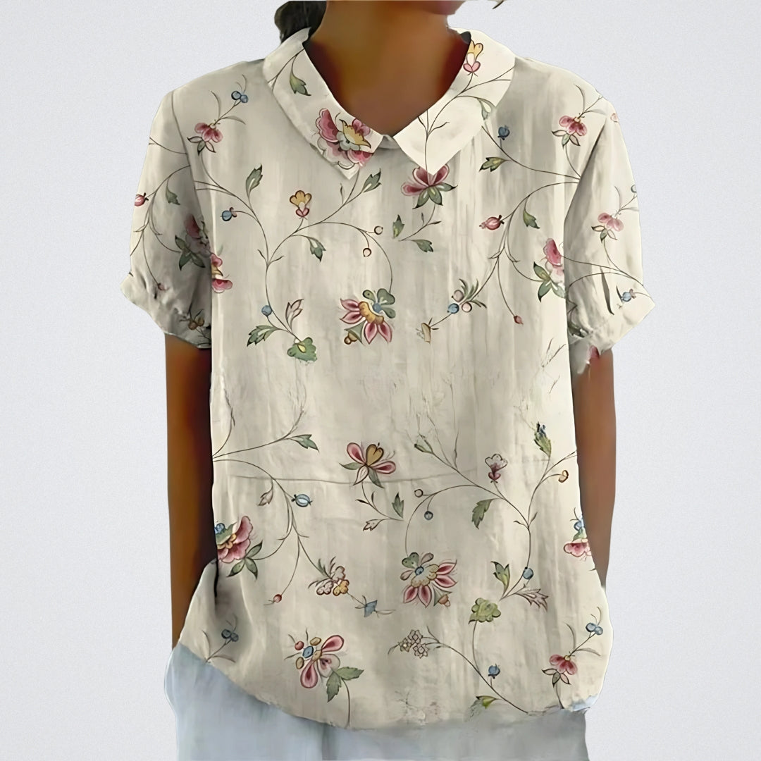 Lina™ | Floral Linen Blouse