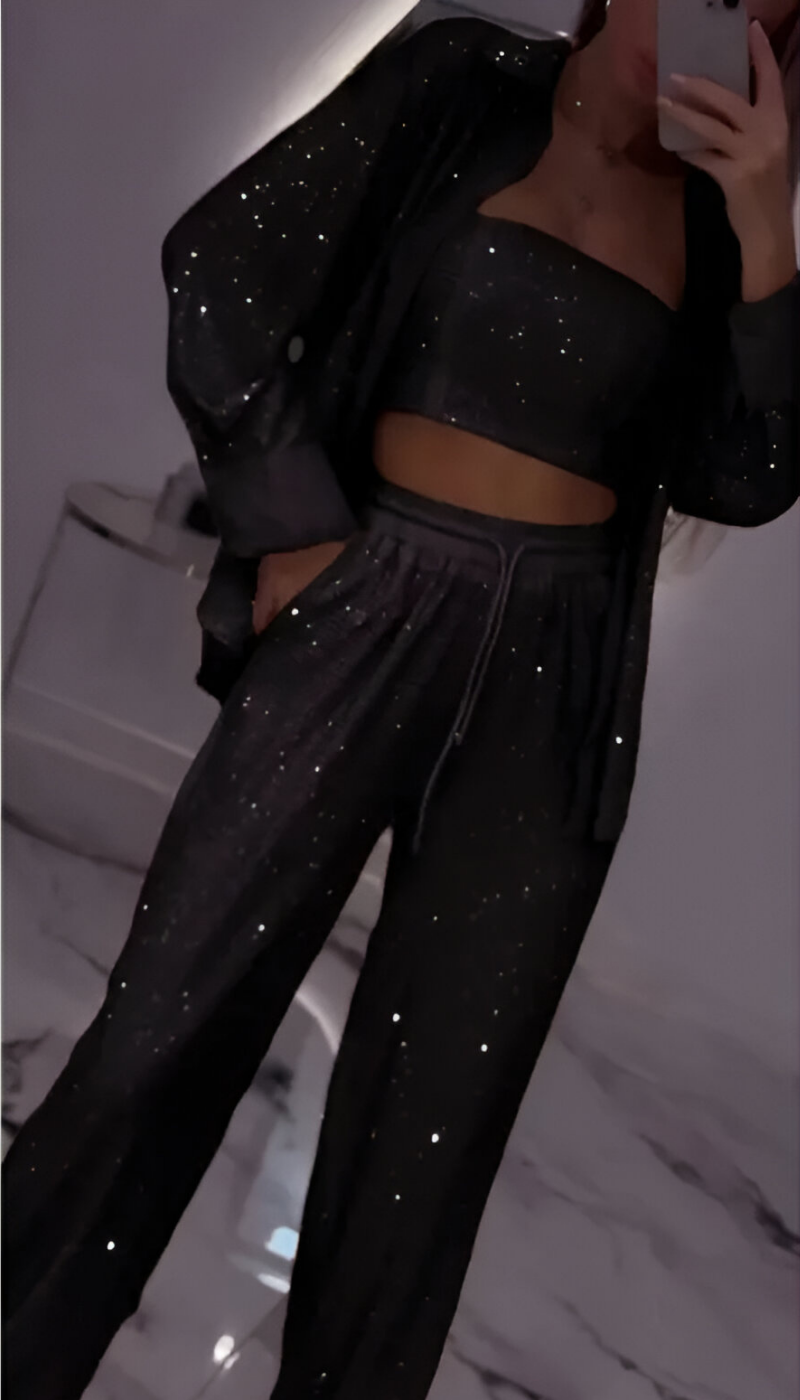 Nola™ | Modern Sequined 3-Piece Lounge Set