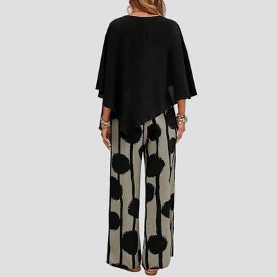 Milavie™ | Stylish Set with Asymmetric Top & Printed Trousers