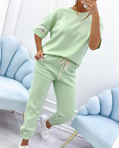 Faya™ | Casual Set with Solid Top & Pants