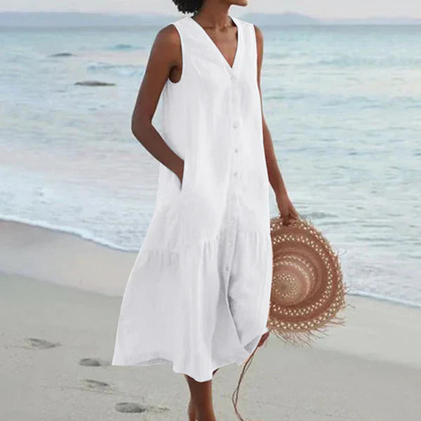 Naya™ | Sleeveless Elegant Shirt Dress with V-Neck