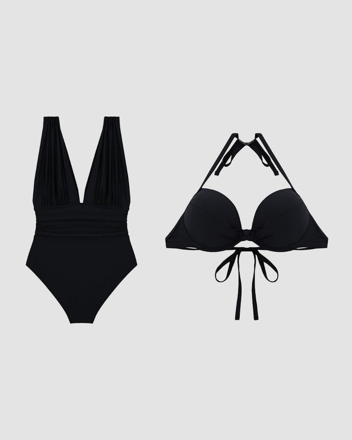 Layla™ | Luxury Shaping Swimsuit with Deep V-Neck and Halter Strap