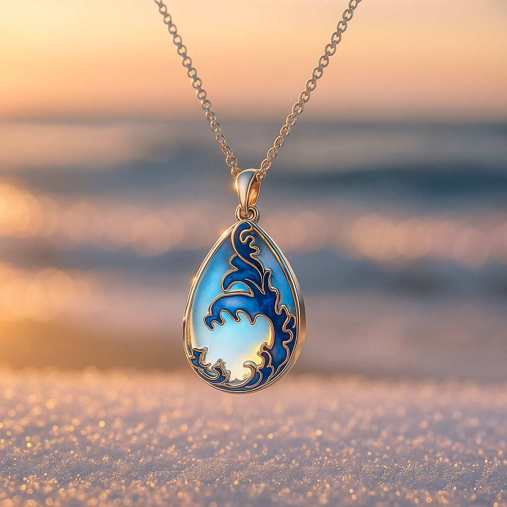 Goccia | Necklace with Enamel Marine Pendant