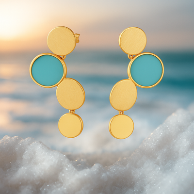 Oceane | Gold Earrings with Turquoise Accents