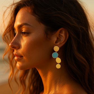 Oceane | Gold Earrings with Turquoise Accents