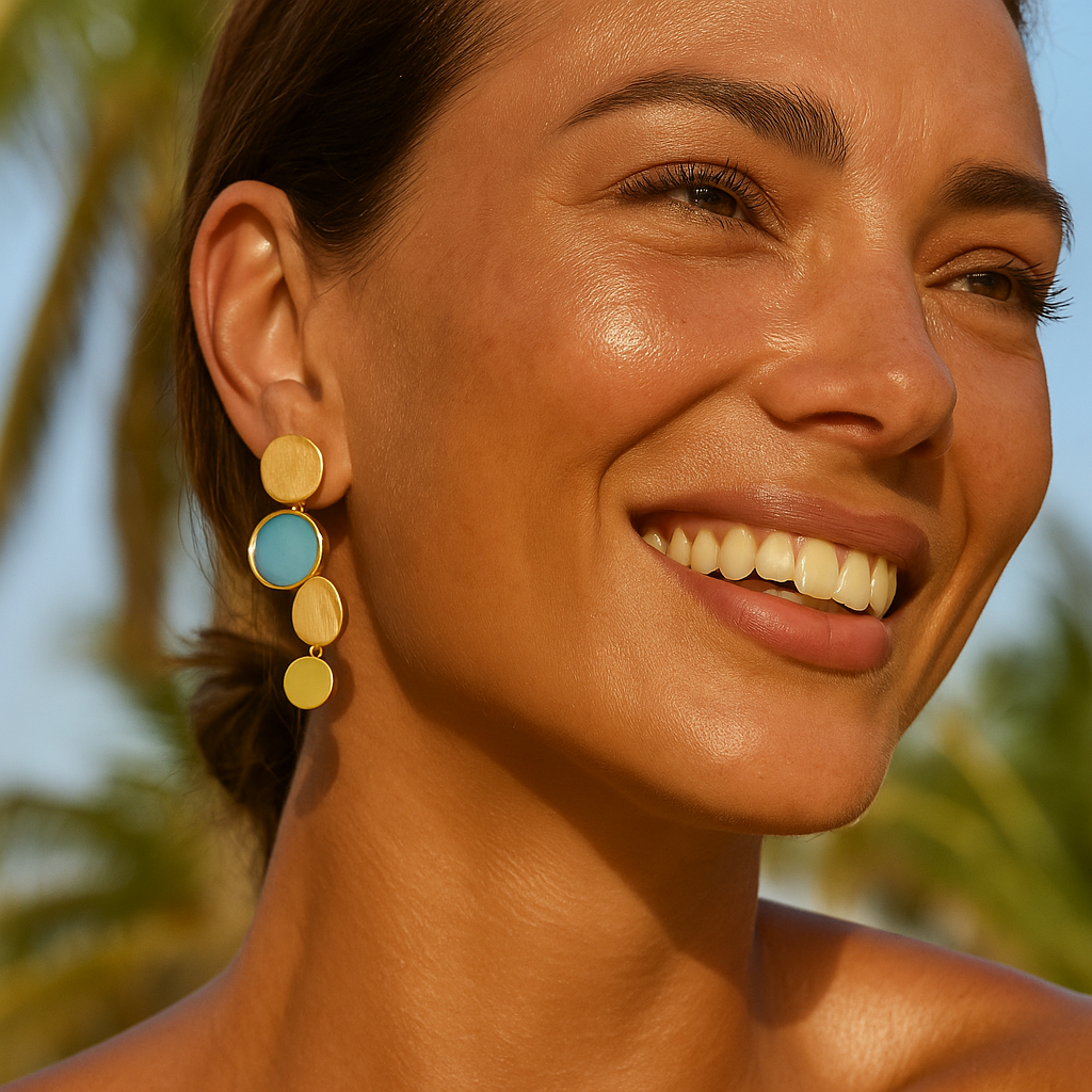 Oceane | Gold Earrings with Turquoise Accents