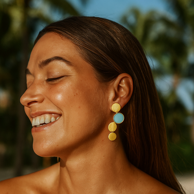 Oceane | Gold Earrings with Turquoise Accents