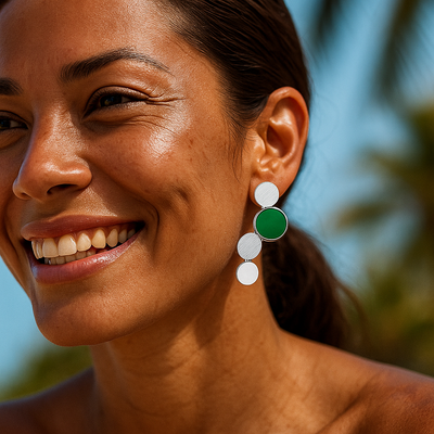 Oceane | Gold Earrings with Turquoise Accents