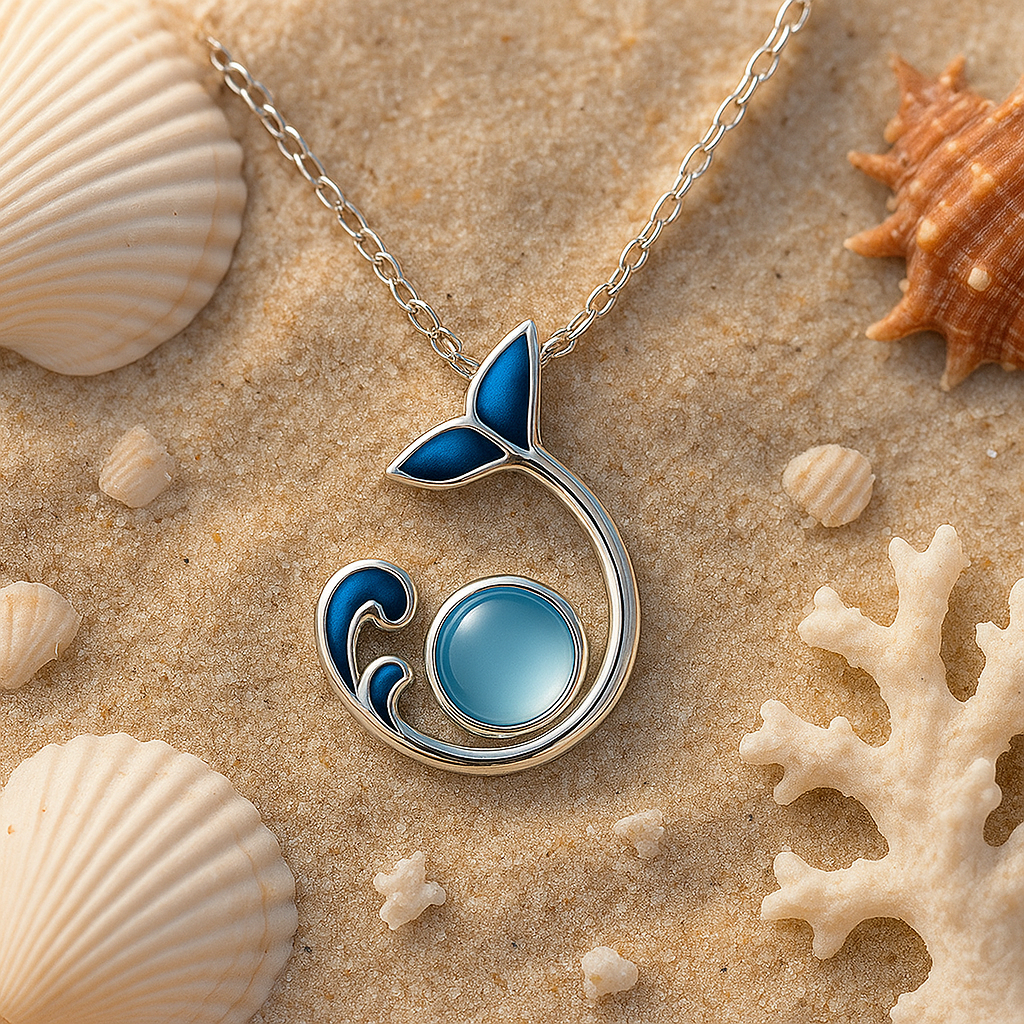 Old Wave Necklace with Pearl