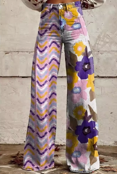 ISADORA | Boho High Waist Floral Pants with Artistic Comfort for Festivals