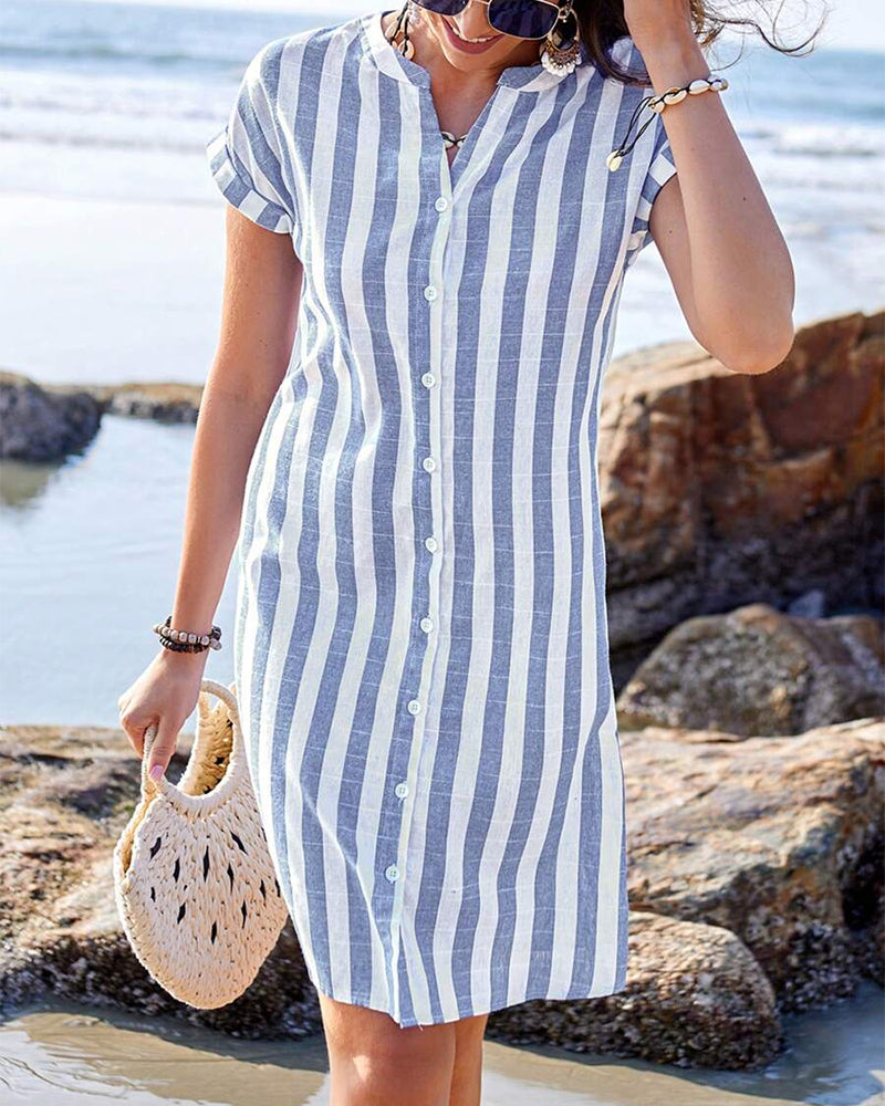 Lone™ | Elegant Striped Shirt Dress
