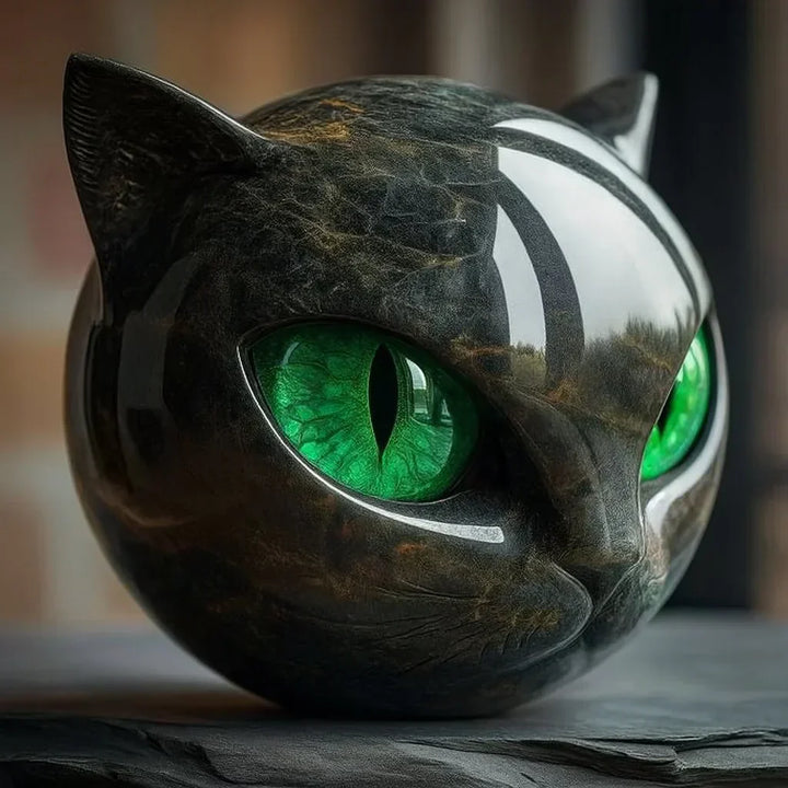 Sculpture of Mysterious Black Cat Head