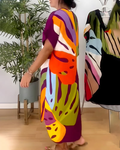 Roos™ | Casual Dress with Colourful Leaf Print