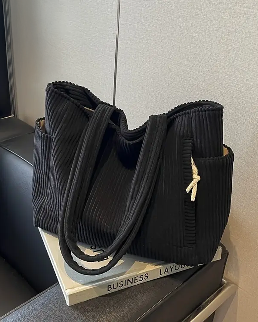 Tilda™ | Ribbed Tote Bag with Drawstring Detail