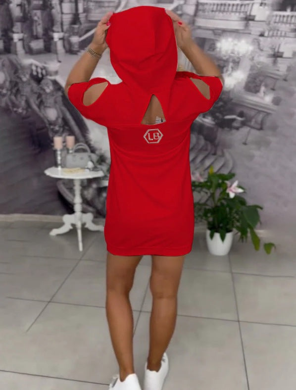 Maya™ | Casual Hooded Dress with Letter Print
