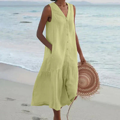 Naya™ | Sleeveless Elegant Shirt Dress with V-Neck