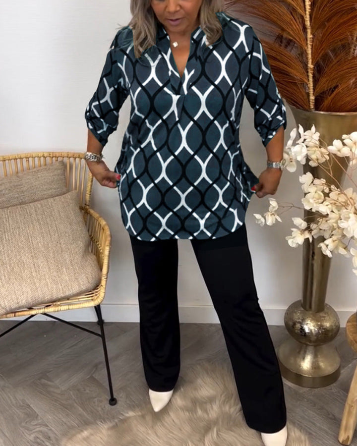Janny™ | Casual Long-Sleeve Blouse with Elegant Pattern