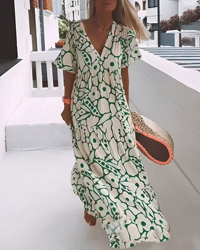 Christine™ | Long Summer Dress with Flowing Cut & Elegant Graphic Pattern