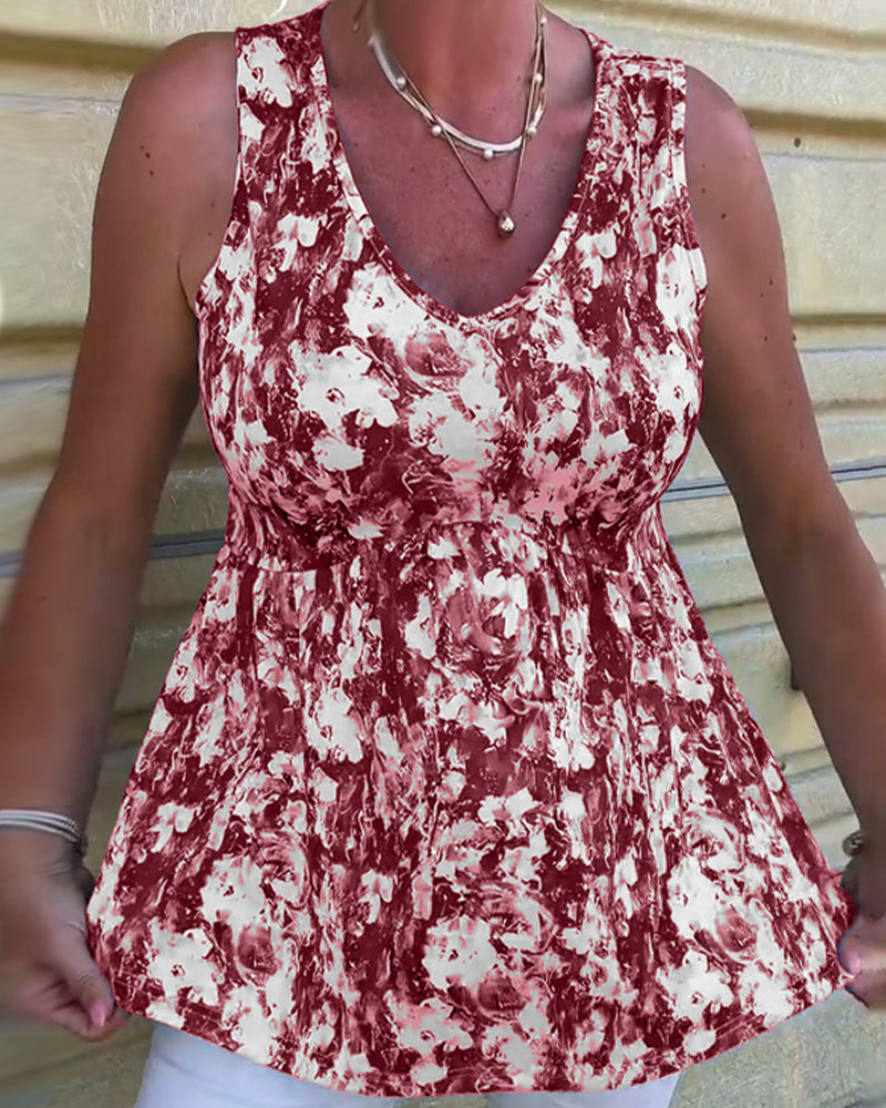 Ally™ | Linen Sexy Patterned Sleeveless Top