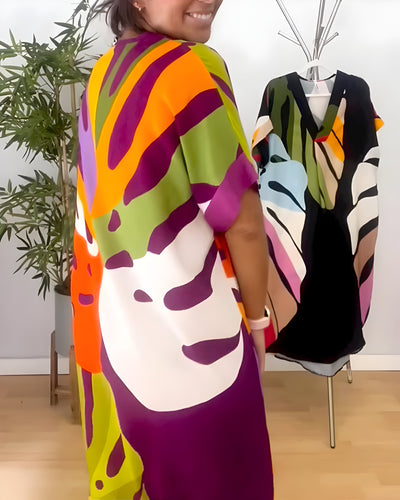 Roos™ | Casual Dress with Colourful Leaf Print