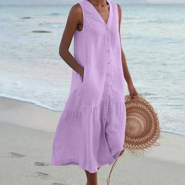 Naya™ | Sleeveless Elegant Shirt Dress with V-Neck