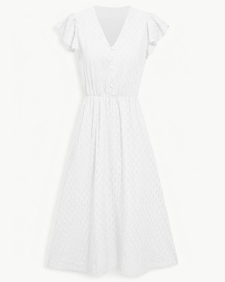 Lara™ | Dress with V-neck and Ruffled Sleeves