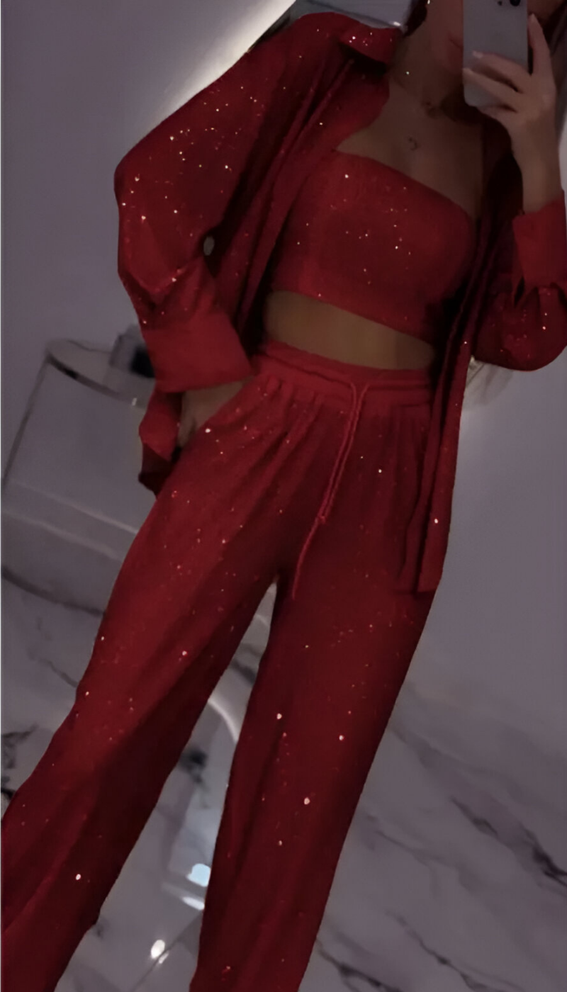 Nola™ | Modern Sequined 3-Piece Lounge Set