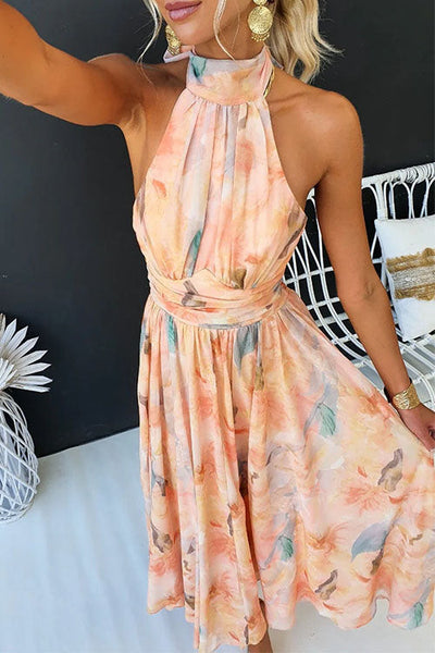 Lucy™ | Halter Neck Open Back Waisted Maxi Dress