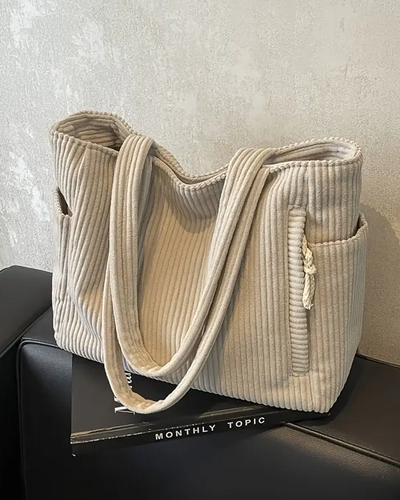 Tilda™ | Ribbed Tote Bag with Drawstring Detail