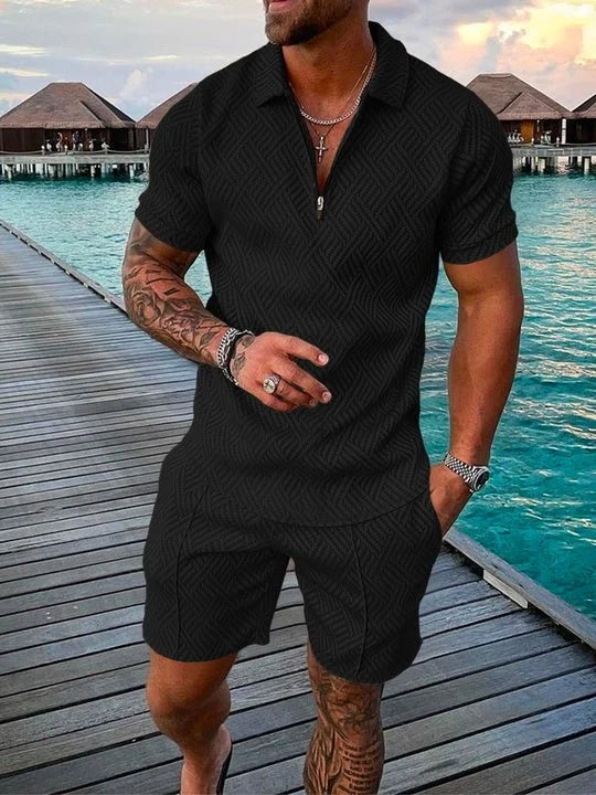 Hugo | Midnight Black Polo Shirt & Shorts Set
