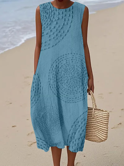 Elise™ | Sleeveless Long Dress with Textured Pattern
