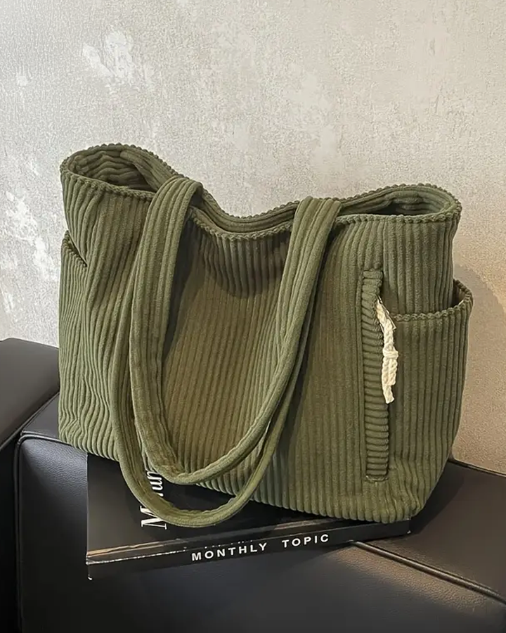 Tilda™ | Ribbed Tote Bag with Drawstring Detail