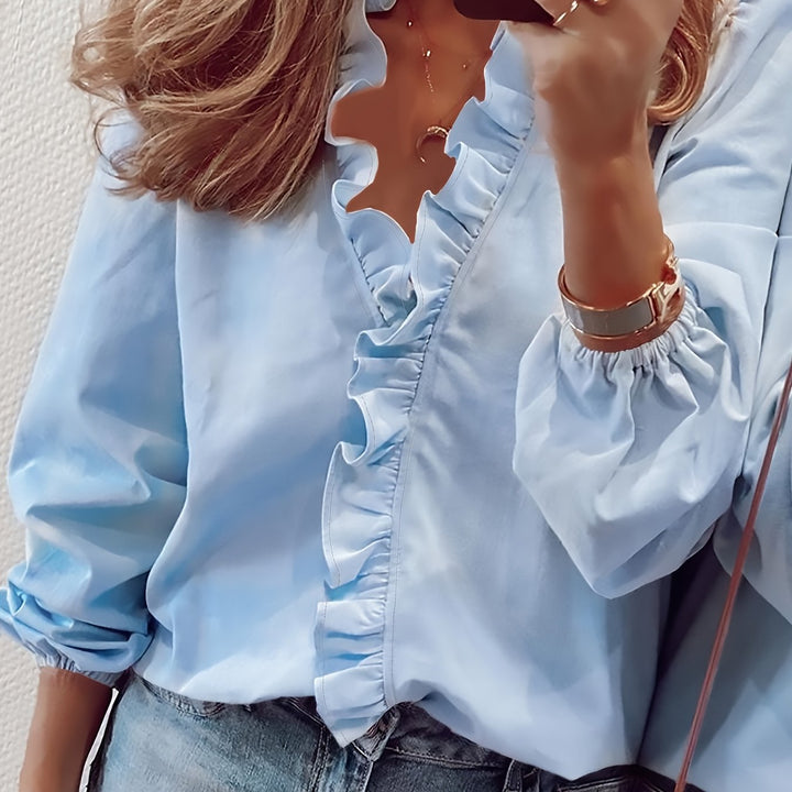 Angeline™ | Ruflled V-Neck Blouse