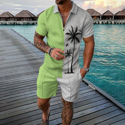 Arvid | Coconut Tree Polo Shirt & Shorts Set