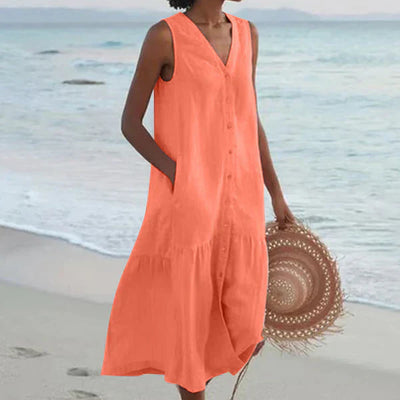 Naya™ | Sleeveless Elegant Shirt Dress with V-Neck