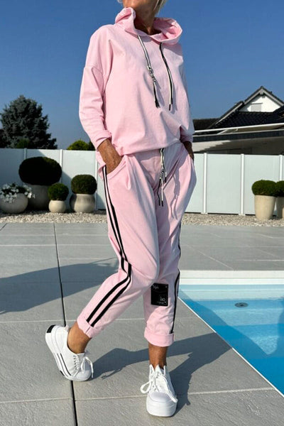 Payton™ | Drawstring Hoodie Top with Striped Pants