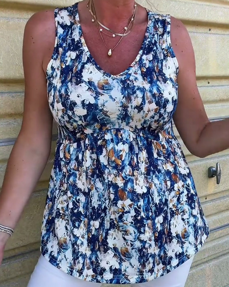 Ally™ | Linen Sexy Patterned Sleeveless Top