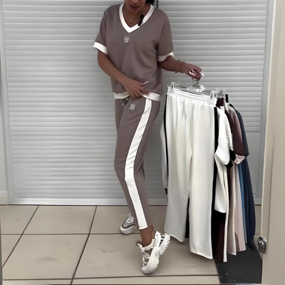 Kim™ | Casual Set with Top and Pants Featuring a V-Neck