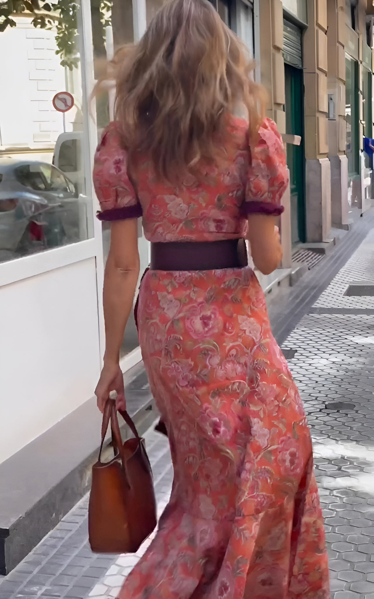 Amalia™ | Elegant Pink Maxi Dress with Short Sleeves