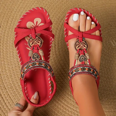 Collela™ | Elegant Sandals Decorated with Flowers & a Butterfly in Rhinestones
